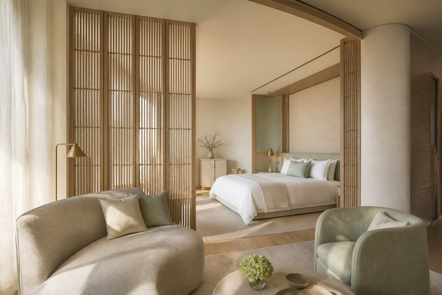 Softly illuminated premium suite